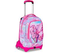 SJ GANG STYLE JAM GANG Trolley Scuola Jack 3 Ruote Plushy Rabbit, Fucsia, 3 in 1, Zaino Triplo Uso con Carrello Sganciabile, 33 L, Zaino Scuola Elementare, Zaino Bambina