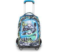 SJ GANG STYLE JAM GANG Trolley Scuola Jack 8 ruote GLACE PANTHER BOY, Celeste, 34L, Scomponibile, Uso Zaino, Cross-over System, Spallacci a scomparsa, Tasca portaborraccia, Elementari e medie, Bambino
