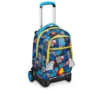 SJ Gang Trolley Scuola Jack 2 Ruote, Blu, Go to Space, 3 in 1, Triplo Uso, Zaino Con Carrello Sganciabile, Tasca Porta Borraccia e Crossover System, Zaino Scuola Elementare, Zaino Bambino