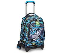 SJ GANG, Trolley Scuola SJ GANG JACK 3 Ruote - SHARKEN, Multicolore - Trolley Scomponibile - 3 Usi in 1 con Crossover System - Uso Zaino con Spallacci a Scomparsa - Zaino Bambina Scuola Elementare