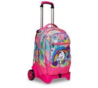 SJ Gang Zaino Scuola con Carrello Sganciabile a 2 Ruote - Trolley Jack 2WD MAGICFLIP GIRL - 3 in 1 - Triplo Uso - con Tasca Porta Borraccia - per Bambina - Fucsia