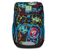 SJ Gang Zaino Scuola Soft Plus, Nero, Multicolor Game, Monoscomparto con Cinghia Vita Regolabile, Tasca Laterale con Zip, Tasca in Rete Porta Borraccia, Scuole Elementari, Medie, Bambino, Ragazzo