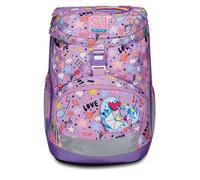 SJ Gang Zaino Scuola Updown Soft, Viola, Cute Notes, Monoscomparto con Cinghia Vita Regolabile, Tasca Laterale con Zip, Tasca in Rete Porta Borraccia, Zaino Scuole Elementari, Medie, Bambina, Ragazza