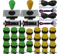 SJ@JX Arcade Game 2 Player Controller DIY Kit Microswitch Button 4&8 Way Joystick Zero Delay USB Encoder Fighting Stick Handles Console for PC MAME Raspberry Pi Retropie