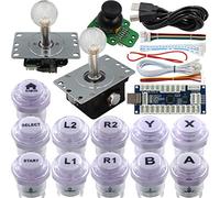 SJ@JX Arcade Game Controller 3D Gamepad Analog Stick Sensor Fly Joystick Microswitch MX LED Button USB Encoder Light Cable for PC MAME PS3 Android Raspberry Pi