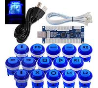 SJ@JX Arcade Game Stick DIY Kit LED Buttons Cherry MX Microswitch Lamp Controller USB Encoder Gamepad Cable for Hit Box PC PS3 MAME Raspberry Pi