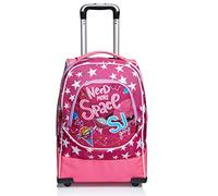 SJ Kids Zaino trolley 2 in 1 con ruote di prima classe per la scuola elementare viaggi e tempo libero ragazze e ragazzi multicolore