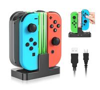 SJACXANM 4 in 1 Caricabatterie Station per Joy Con, Caricabatterie Joycon Switch, CaricabatterieSwitch Controller di Ricarica Simultanea Di 4, con Indicatore LED, USB Type-C per Switch & OLED Model