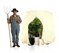 SJACXANM Voile Hivernage, 180x120cm 60g/M² Voile Hivernage Plante Exterieur, Indéchirable, Réutilisable, Beige Voile D'hivernage pour Plantes avec Fermeture éclair Et Cordon De Serrage