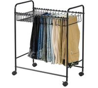 SJAPEX Carrello Portapantaloni Mobile, Portaoggetti Portapantaloni, Porta Asciugamani con Ruote Girevoli, Porta Sciarpa, Adatto per Armadi per Negozi di Abbigliamento 24 Hangers