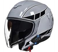 SJAPEX Casco Moto Jet con Bluetooth Integrato con Doppia Visiera Caschi Mezzo Casco da Motociclista ECE Omologato 3/4 Aperto Moto Casco Sicurezza per Donna E Uomo 7,L(59-60)