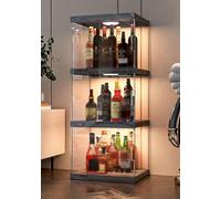 SJAPEX LED Bancone Bar Retrò Armadio Creativa Della Decorazione Dell'armadietto Vetrina Per Vini Trasparente Scaffale Di Esposizione Di Stoccaggio Del Vino Con Anta 40x32x94.5cm