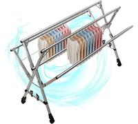 SJAPEX Stendibiancheria Da Balcone Esterno, Appendiabiti A 5 Aste Con Rotelle, Acciaio Inox Stendibiancheria Da Pavimento, Stendibiancheria Estensibile Per 240cm