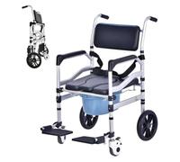 SJASD Sedia da Doccia con Ruote,Pieghevole E Regolabile in Altezza, Ruote Universali per Anziani,Disabili E Donne Incinte