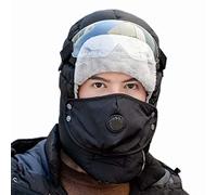 SJASD Unisex Cappello da Neve Invernale da Sci Berretto da Aviatore Bomber da Caccia Trooper Contro Il Freddo Antivento Cappello Russo Ushanka con Paraorecchie,Nero