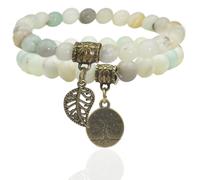 SJBAUTYO Braccialetto Chakra per Donna Uomo, Bracciale Lava Beads, Bracciali Yoga Pietre Naturali Energetiche, Set di Due Braccialetti con Albero della Vita e Accessori Foglia