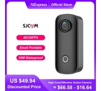 SJCAM C100 Plus Action Cam 4K Stabilizzazione elettronica delle immagini 2.4G WiFi 30M Impermeabile con custodia Fotocamera sportiva Nero Bianco