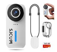 SJCAM C110 - Telecamera magnetica con registrazione audio e video, 4K 200 min, scheda da 64 GB, mini action cam impermeabile da 30 m, stabilizzazione EIS per casco da bicicletta, zoom 8x, fotocamera