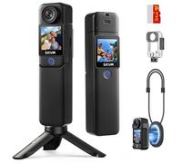 SJCAM C300 4K Pocket Action Camera,7H Power,Dual Touch Screen,170 ° FOV fotocamera palmare,6-Axis Stabiization POV cam,8x Zoom Wearable Body Cam,3800mAh Vlogging Camera Con Kit,64G card,Nero