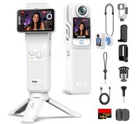 SJCAM C400 128GB Vlogging Pocket Combo, 4K Handheld Camera, 7H di potenza, 6-Axis Stabilizer Action Camera, 2.29 '' Touch Screen, 30M Waterproof Body Cam, per YouTube Live Streaming, Bianco