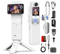 SJCAM C400 Kit Vlog(128G) - Vlog camera, Action cam 4K 2-in-1, Schermo touch da 2.29", Stabilizzatore a 6 assi, Impermeabile, 7 ore di registrazione, per Viaggi, Live, YouTube, Gift, Bianco