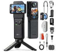 SJCAM C400 Kit Vlog (64GB) - Vlog camera, Action cam 4K 2-in-1 Rimovibile, Impermeabile, Touchscreen da 2.29", Stabilizzazione a 6 Assi, Batteria da 437 min per Viaggi, Live, YouTube, Gift, Nero