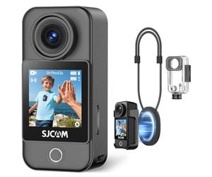 SJCAM C400 Pocket Kit, Mini Action Cam 4K, Vlog Camera, 172Min, 30M, EIS | Doppio touchscreen, stabilizzatore 6 assi, impermeabile 30M, nero, autonomia 172 min per riprese POV, sport e streaming