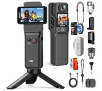 SJCAM C400 Vlogging camera, Nero, 2-in-1, Touchscreen Ruotabile 2.29", Vlog Camera 4K Rimovibile, Autonomia di 7 Ore, Stabilizzazione a 6 Assi, per Live, YouTube, Viaggi, Attività All'aperto,256G