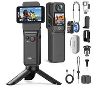SJCAM C400 Vlogging Combo, 4K Pocket Handheld Camera, 7H Power, 6-Axis Stabilization Action Camera, 2.29 '' Touch Screen, Impermeabile Body Cam per Viaggi Vlogging e YouTube Live Streaming, Nero