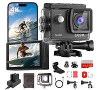 SJCAM Fotocamera subacquea SJ4K per snorkeling Action Camera 4K, stabilizzazione EIS, zoom digitale 170°FOV 5X con 2 batterie