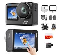 SJCAM SJ11 4K Videocamera con Doppio Schermo da 2.33" Touch Screen+1.3" Schermo con Scheda da 64GB, Impermeabile fino a 40M, Fotocamera Subacquea, Campo Visivo di 154°, Stabilizzazione a 6 Assi, 2K a