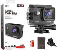 SJCAM SJ4K Action Cam 4K HD WiFi Videocamera Subacquea EIS 6 Assi 170°Grandangolare Zoom 5X, Fotocamera Sott'acqua Impermeabile 40M con 2 Batterie, Scheda SD da 32G e Kit di Accessori sul Casco