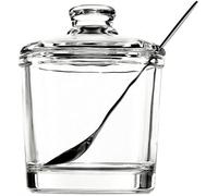 SJDHAHC Zuccheriera in vetro con coperchio e cucchiaio, design classico ermetico per zucchero, sale, pepe e spezie, contenitore essenziale per cucina e tavolo da pranzo