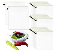 SJDOFU Sacchetti riutilizzabili per prodotti, 20 sacchetti a rete con coulisse, sacchetti Vgetable per conservare frutta e verdura (35 x 30 cm)