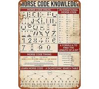 Sjducvxgyl Morse Code Knowledge Morse Code Visual International Morse Code Poster Vintage Metal Tin Sign Targa in alluminio Decorazione da parete 30,5 x 20,3 cm per camera da letto, cucina, bar, pub
