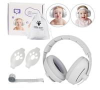 SJDUOCAI 2 in 1 Cuffie Neonato Antirumore,Regolabile Cuffie Antirumore Bambini con Fascia Elastica Leggero, Protettori acustici per neonati Superiore Ideale per il Sonno, Viaggi, Feste (Bianco)