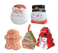 Sjfbebsy Confezione da 5 scatole di Biscotti con Coperchio, scatole di Biscotti di Natale Contenitori di stoccaggio in Metallo da Forno Festive per la Cucina delle Feste