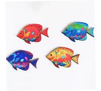 Sjfbebsy Decorazioni da parete con pesci, 4 pezzi di decorazioni da parete con pesci in legno, colorate per il bagno, 3, 2x2x0, 1 pollici Piscina all'aperto per soggiorno Camera da letto Bagno Cam