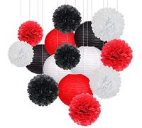 SJHFKDK Lanterne di Carta da Esterno 15 pz/Set Bianco Blu Party Paper Big Lantern Tissue Pompons Flower Honeycomb Ball Bambini Decorazione di Compleanno(1)