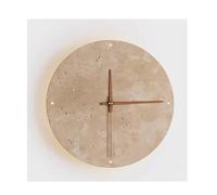 SJHPZG Applique da Parete a LED in Pietra Naturale con lancetta dell'orologio Moderna Lampada da Parete Rotonda in Marmo Wabi Sabi Lampada da Comodino in travertino Giallo per Soggiorno