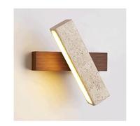 SJHPZG Applique da Parete a LED in travertino Quadrato Interni Rotazione a 180° Lampada da Parete in Pietra Naturale Luce Calda 3000K Moderna Lampada da Parete in Legno per Bagno