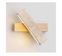 SJHPZG Applique da Parete a LED in travertino Quadrato Interni Rotazione a 180° Lampada da Parete in Pietra Naturale Luce Calda 3000K Moderna Lampada da Parete in Legno per Bagno