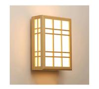 SJHPZG Applique da Parete Moderna a LED con Paralume in Pergamena, Lampada da Parete in Legno massello in Stile Giapponese, Lampada da Parete Quadrata Interni per Camera da Letto