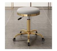 SJHPZG Sgabello da Salone Rotondo rotolante Sgabello da Bar Girevole Piccolo bancone Sedia per Trucco Bellezza Regolazione Altezza 45-56 cm e Metallo Titanio Oro 5 Artigli con Ruote
