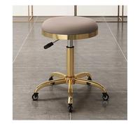SJHPZG Sgabello da Salone Rotondo rotolante Sgabello da Bar Girevole Piccolo bancone Sedia per Trucco Bellezza Regolazione Altezza 45-56 cm e Metallo Titanio Oro 5 Artigli con Ruote