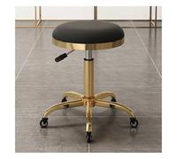 SJHPZG Sgabello da Salone Rotondo rotolante Sgabello da Bar Girevole Piccolo bancone Sedia per Trucco Bellezza Regolazione Altezza 45-56 cm e Metallo Titanio Oro 5 Artigli con Ruote