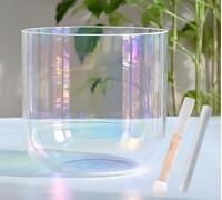 SJHYLL Ciotola Sonora in Cristallo di Quarzo Trasparente Alchemy, Ciotola alchemica di Luce cosmica Naturale for guarigione Sonora e Meditazione, Preghiera, riduzione dello Stress,(A Note,6" 432hz)