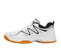 SJJH Allenatore di moda sportiva: pelle sintetica/mesh respirazione & ammortizzazione flex per tennis/badminton | Comfort per tutti i giorni, bianco nero, 47 EU