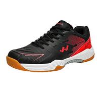 SJJH Scarpe da ginnastica Allrounder - Impugnatura antiscivolo per badminton/tennis nella vita di tutti i giorni, nero/rosso, 40 EU