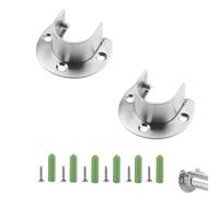 SJJJS 2 pezzi Supporto per tubo rotondo da 25 mm, supporto per asta appendiabiti in acciaio inox, supporto regolabile per flangia, supporto a U per asta appendiabiti da 22-26 mm
